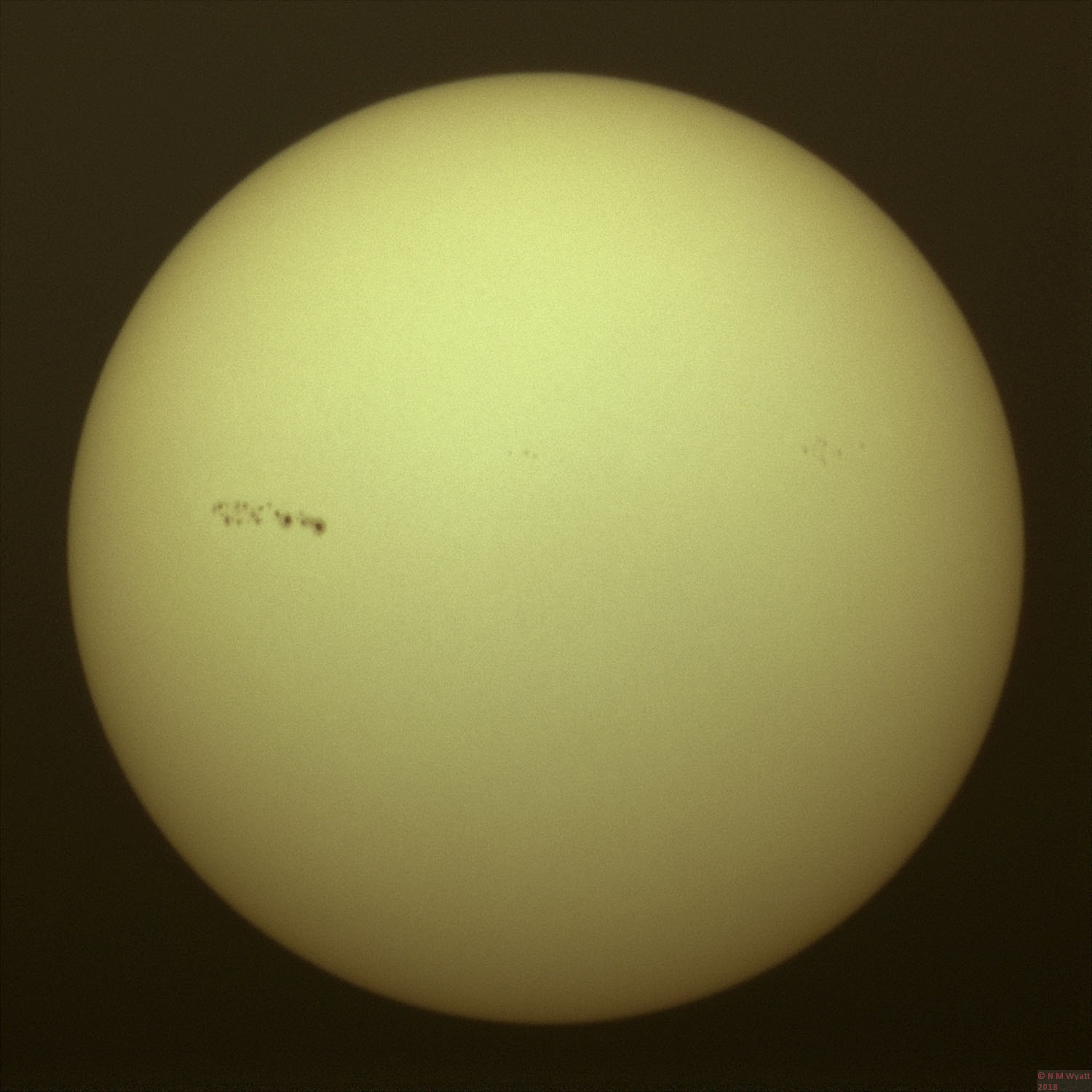 The sun showing three major active regions on 1 November 2015