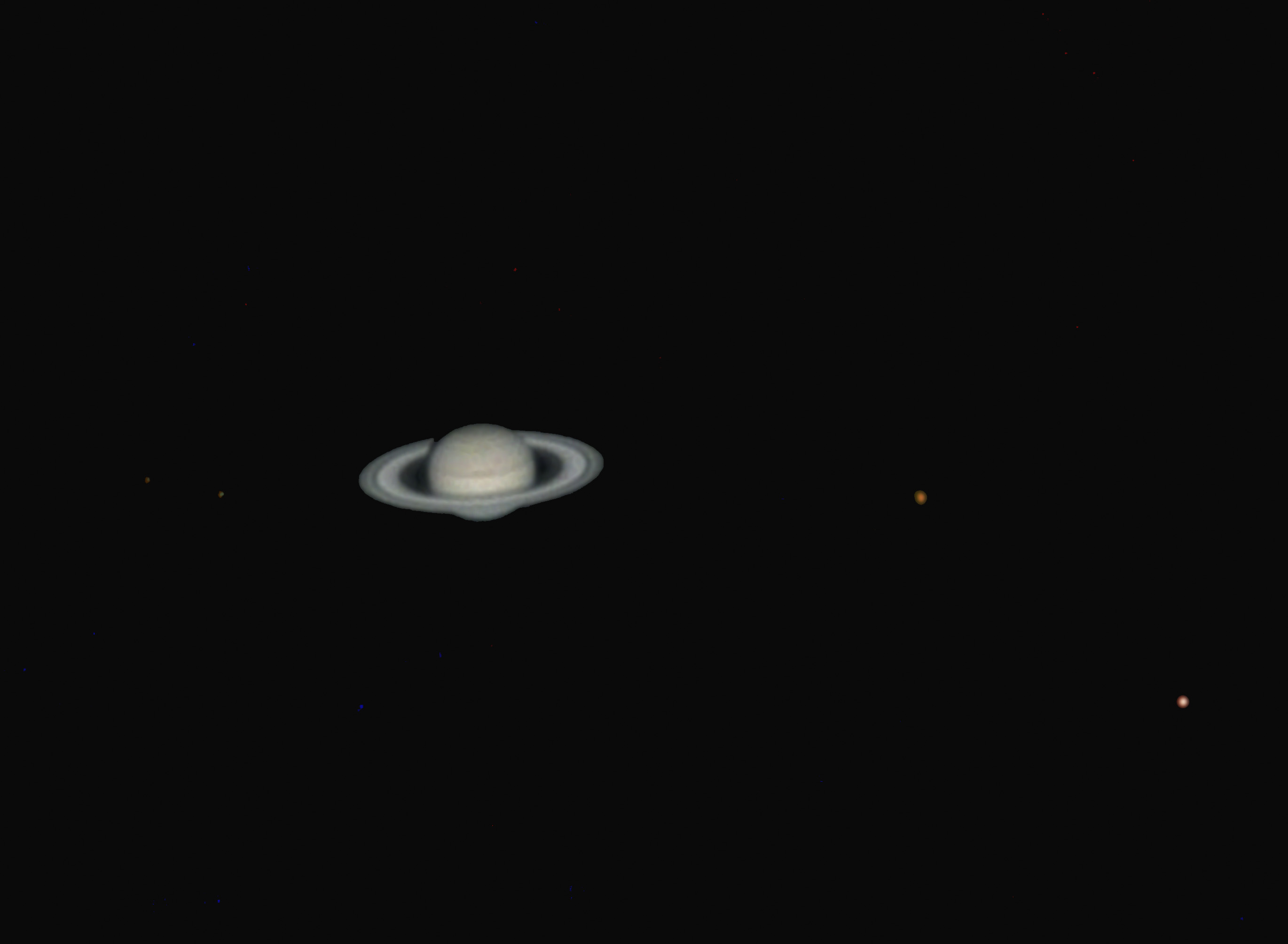 Saturn and its moons Dione Tethys Rhea Titan 