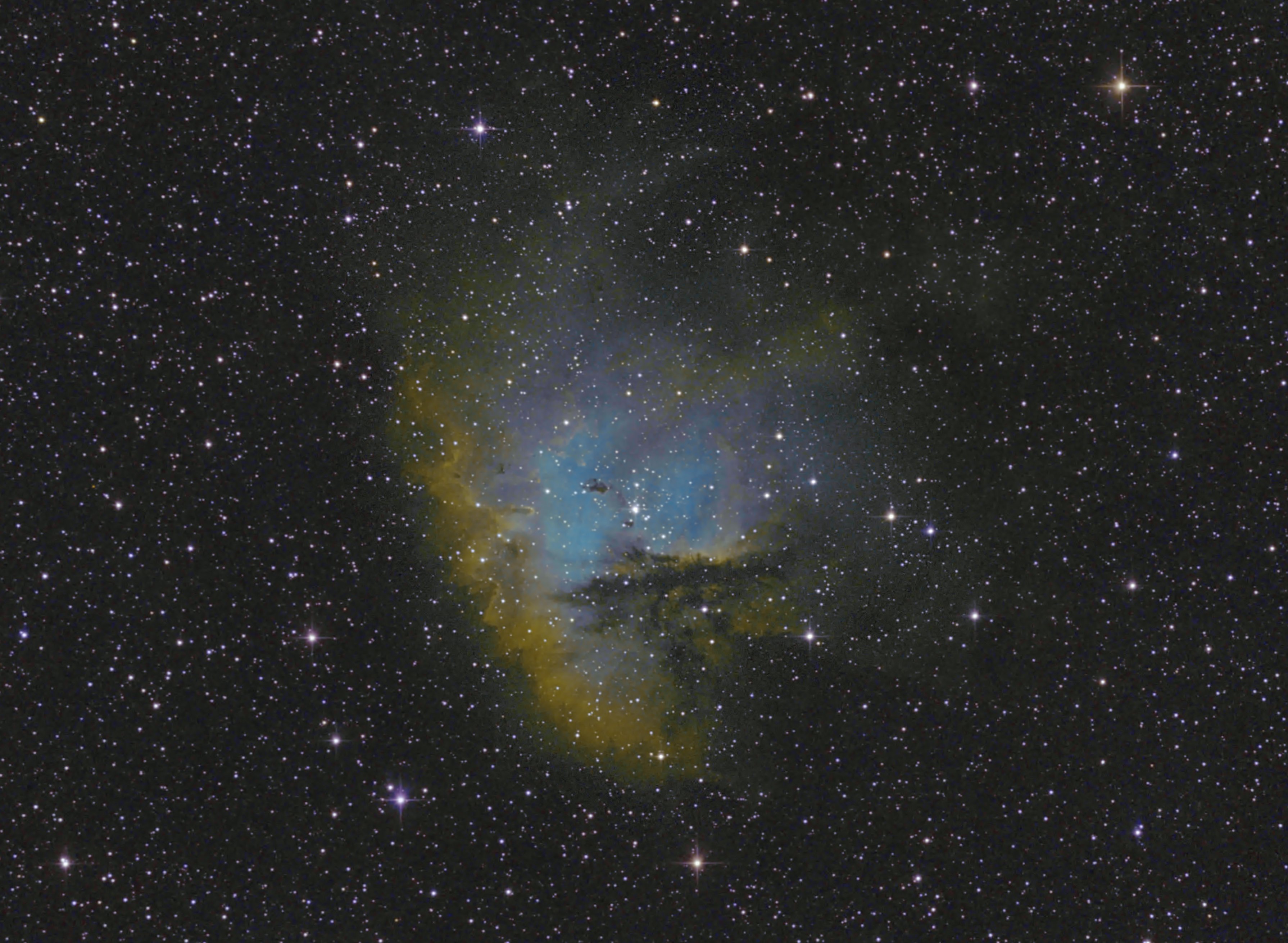 Pacman Nebula in Hubble palette